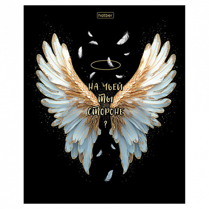 Тетрадь А5 48 л., HATBER, скоба, клетка, матовая ламинация, 3D-фольга, Крылья ангела (микс), 091164, 48Т5лофВ1