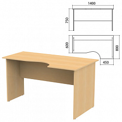 Стол письменный эргономичный "Канц", 1400х800х750 мм, правый, цвет бук невский, СК30.10