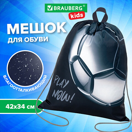 Мешок для обуви BRAUBERG KIDS, с петлей, 42х34 см, "Игровой мяч", 272415