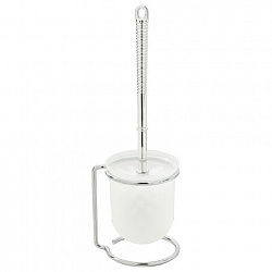 Ершик для унитаза с подставкой, маталл + пластик, хромированный, LAIMA, 607426