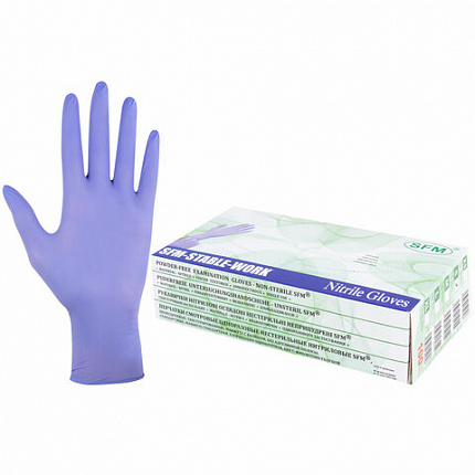 Перчатки нитриловые смотровые SFM Stable-Work/SUPERSOFT N 135, Германия, 50 пар (100 штук), размер 6-7, S (малый)