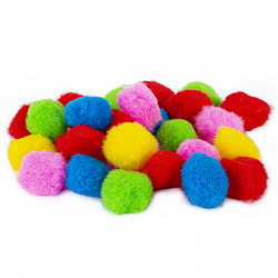 Помпоны для творчества, 5 цветов, 25 мм, 30 шт., ОСТРОВ СОКРОВИЩ, 661424