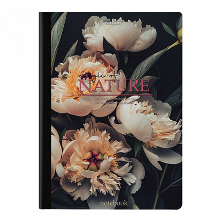 Тетрадь А4 96л. BRAUBERG на сшивке с корешком, клетка, обложка картон, Flowers, 405286