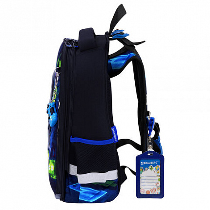 Ранец BRAUBERG PREMIUM, 2 отделения, с брелком, "Light blade", 3D-панель, 38х29х16 см, 274395
