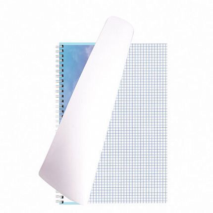 Тетрадь А4, 80 л., BRAUBERG, гребень, клетка, глянцевый лак, "CLOUD", 404053