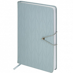 Ежедневник недатированный А5 138х213 мм, BRAUBERG "Braided", под кожу, гвоздик 160 л., серо-голубой, 116599