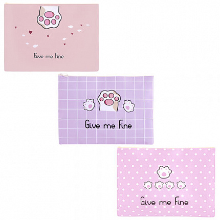 Папка для тетрадей ПИФАГОР А4, 1 отделение, ПВХ, на молнии, ассорти, "Pawesome", 32x23 см, 273829