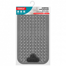 Коврик для ванны противоскользящий с теркой для ступней 70х40 см, серый, ПВХ, присоски, PRIMILA (ПРИМИЛА), 700374