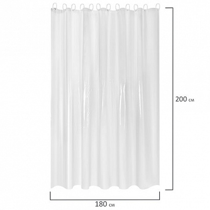Шторка для ванной EVA, 180х200 см, кольца в комплекте, БЕЛЫЕ ЛИНИИ, PRIMILA (ПРИМИЛА), 700105