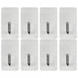 Крючки самоклеящиеся универсальные 2,5x4,5 см, КОМПЛЕКТ 8 шт., сталь, серебристые, LAIMA Home, 608789