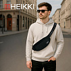 Сумка на пояс HEIKKI RIO (ХЕЙКИ), два отделения, регулируемый ремень, черная с белым, 38х12х8 см, 272617