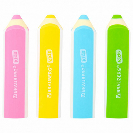 Ластики фигурные BRAUBERG KIDS "Карандашики", НАБОР 4 ШТУКИ, пакет, 271996