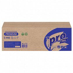 Полотенца бумажные 200 шт., PROtissue (H2) PREMIUM, 2-слойные, белые, КОМПЛЕКТ 21 пачка, 24х21,5 см, Z-сложение, С442