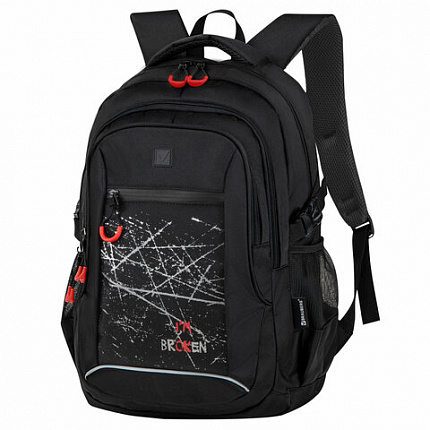 Рюкзак BRAUBERG CONTENT универсальный, 3 отделения, светоотражающий принт, "Br(ok)en", 47х33х18 см, 273845