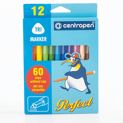 Фломастеры 12 ЦВЕТОВ CENTROPEN "Just Perfect", смываемые, устойчивы к высыханию, 2510/12KK, 725101201