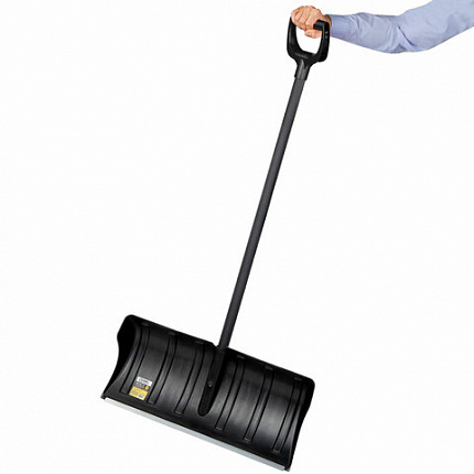 Лопата снеговая 60х28 см "СКРЕПЕРОК" ребра жесткости, алюминиевая планка, черенок с V-образной ручкой, ГРАНДМАСТЕР, 700333
