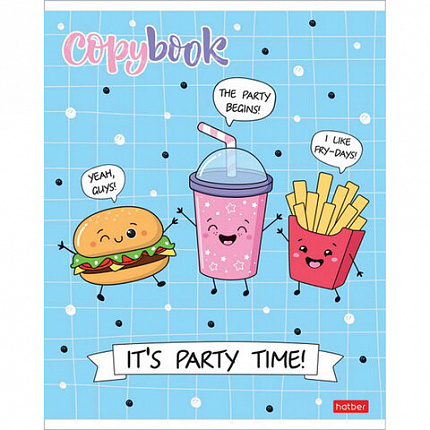 Тетрадь А5, 48 л., HATBER, скоба, клетка, обложка картон, "ПРИШЛА ЕДА" (5 видов в спайке), 48Т5лВ1