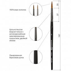 Кисть художественная проф. BRAUBERG ART CLASSIC, колонок, круглая, № 5, короткая ручка, 200934