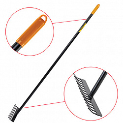 Грабли 14 зубьев цельнометаллические 35х10 см, ОБЩАЯ ДЛИНА 150 см, черенок сталь, RABBITEX (РАББИТЕКС) "LONG HANDLE", 700493