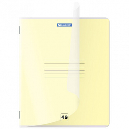 Тетрадь пластиковая обложка (прозрачная) А5 48 листов, скоба, клетка, BRAUBERG "Smart Cover", АССОРТИ (микс в спайке), 405041