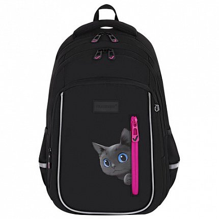 Рюкзак BRAUBERG INTENT, 2 отделения, 4 кармана, "Peering cat", 39х27х14 см, 274396