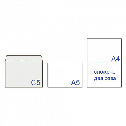 Конверты С5 (162х229 мм), отрывная лента, 80 г/м2, КОМПЛЕКТ 1000 шт.
