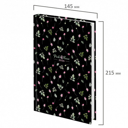 Ежедневник датированный 2026 145х215 мм, А5, STAFF, ламинированная обложка, "Flower pattern", 117327