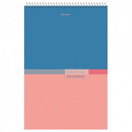 Блокнот БОЛЬШОЙ ФОРМАТ А4 198х297 мм, 80 л., гребень, жесткая подложка, клетка, BRAUBERG, "Color", 114356