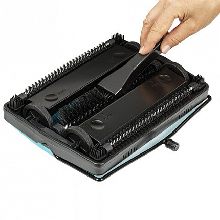 Щетка-веник-пылесос механическая, металлическая, плотная щетина на роликах, чёрно-бирюзовый, разборный, колорбокс, DASWERK, 608948