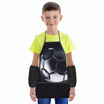 Фартук с нарукавниками для уроков труда BRAUBERG KIDS, 2 кармана, регулировка по росту, 46x54 см, Score ball, 273759