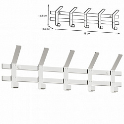 Вешалка настенная "Торонто-5", 168х580х85 мм, 5 крючков, металл, белая, ВНТ5 Б
