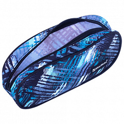 Пенал-косметичка BRAUBERG овальный, полиэстер, "Полоски", 22х9х5 см, 229273