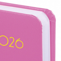 Ежедневник датированный 2026, МАЛЫЙ ФОРМАТ 100х150 мм, А6, BRAUBERG "Select", балакрон, розовый, 117262