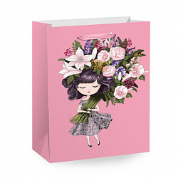 Пакет подарочный (1 штука) 18х10х23 см (M), "Kraft For Woman", ассорти, глиттер, фольга, ЗОЛОТАЯ СКАЗКА, 700805