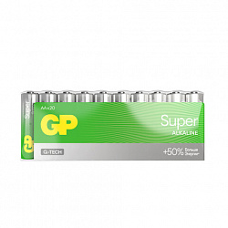 Батарейки КОМПЛЕКТ 20 шт., GP Super G-Tech, AA (LR6,15А), алкалиновые, пальчиковые, 15A-2CRVS20, GP 15A-2CRVS20
