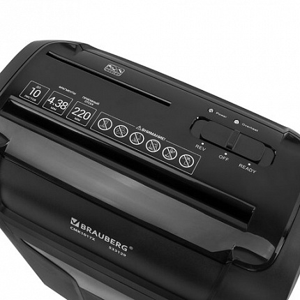 Уничтожитель (шредер) BRAUBERG CMK-1017х, 4 уровень секретности, 4х38 мм, 10 листов, корзина 17 литров, 533129