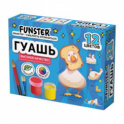 Гуашь FUNSTER (ФАНСТЕР), 12 цветов по 15 мл, ассорти дизайнов, 192824