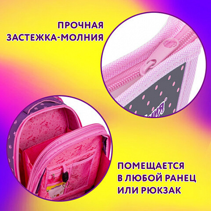 Папка для тетрадей ЮНЛАНДИЯ А4, 1 отделение, пластик, на молнии, "Anime dreamer", 273349