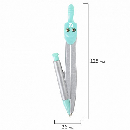 Готовальня BRAUBERG SCHOOL KIT, 9 предметов, циркуль 125 мм, чертежные принадлежности, мятный цвет, 210716