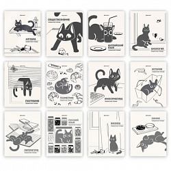 Тетради предметные, КОМПЛЕКТ 12 ПРЕДМЕТОВ 48 л., пластиковая обложка, BRAUBERG "КОТ-НЕПОСЕДА", 405542
