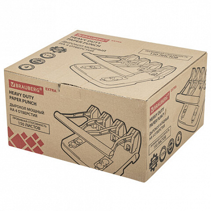 Дырокол на 4 отверстия металлический МОЩНЫЙ BRAUBERG "Heavy Duty Extra", до 150 листов, 270555