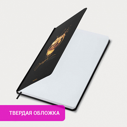 Ежедневник недатированный с резинкой А5 145х203 мм, BRAUBERG, твердый, фольга, 128 л., "Apple", 116294