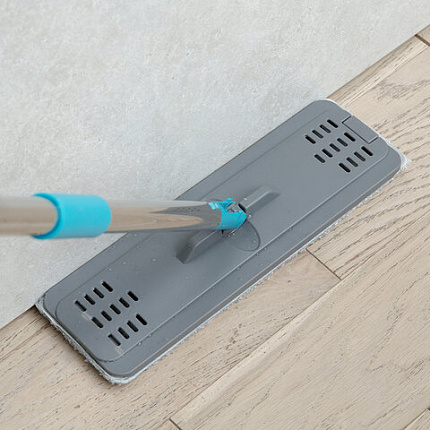 Швабра с отжимом и ведром 8л/7л двухкамерное, насадка из микрофибры карманы с 2-х сторон, серый, Light Mop, MILEY, 901-618