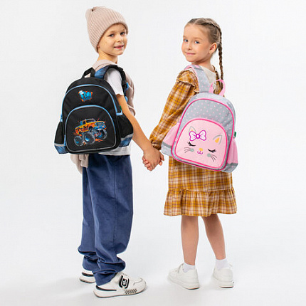 Рюкзак BRAUBERG KIDS PLAY детский, 1 отделение, 3 кармана, "Очаровательный кот", 29х23х12 см, 273148