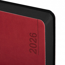 Ежедневник датированный 2026 А5 138x213 мм, BRAUBERG "Metropolis Mix", под кожу, гибкий, красный, 117442