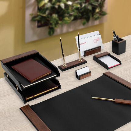 Набор настольный GALANT "Sirius" из дерева, 8 предметов, цвет "орех/чёрный", 238161