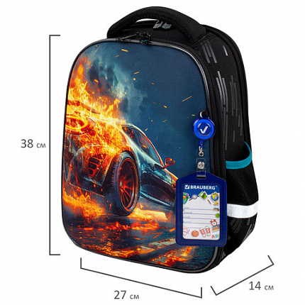 Ранец BRAUBERG FIT, 2 отделения, Speed increase, 38х27х14 см, 273109