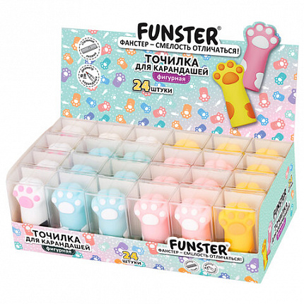 Точилка фигурная FUNSTER (ФАНСТЕР) "Лапка 2", 1 отверстие, ассорти, в дисплее, 274057