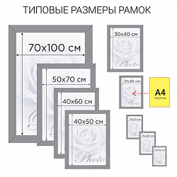 Рамка 30х40 см небьющаяся, STAFF "Grand", багет 18 мм, МДФ, белая, 391195