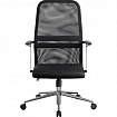 Кресло МЕТТА "SU-C-8-Т" хром, с подлокотниками, ткань-сетка, сиденье мягкое, черное